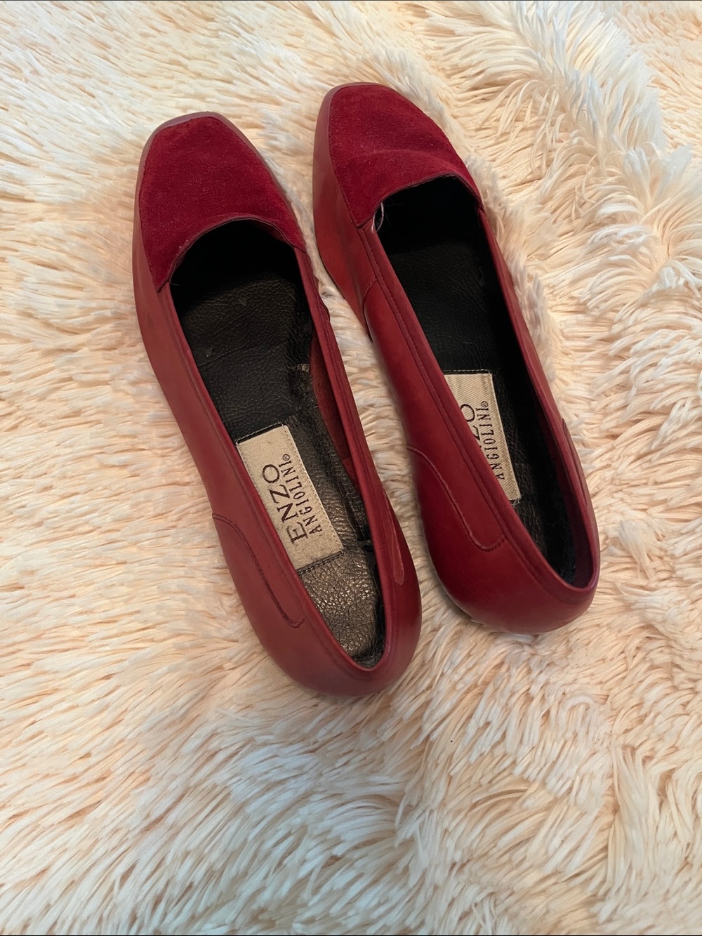 Enzo Angiolini Deep Red Suede & Leather Slip-Ons